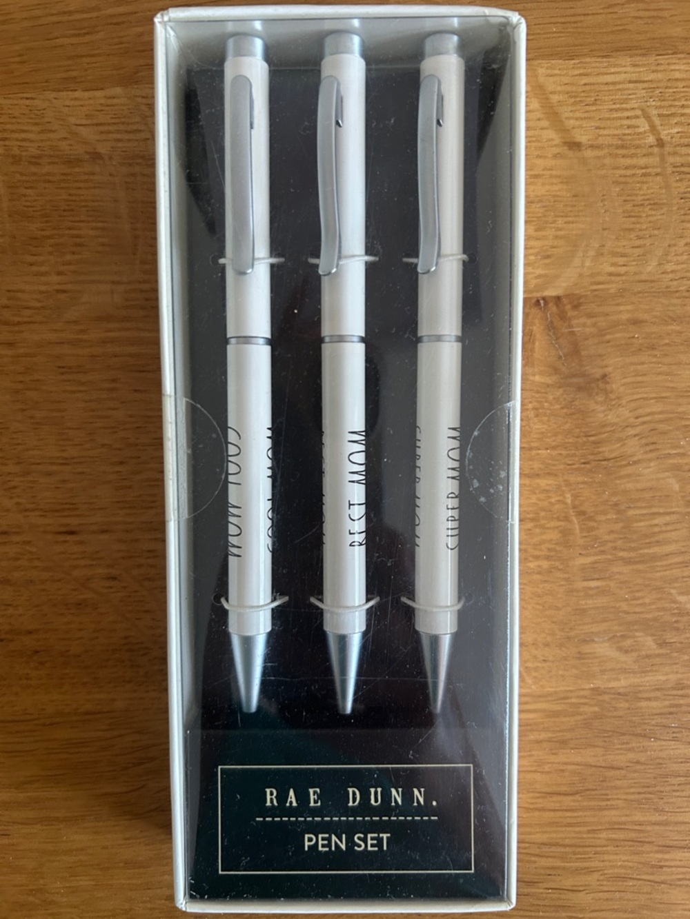 Rae Dunn White and Silver Ballpoint Pen Trio